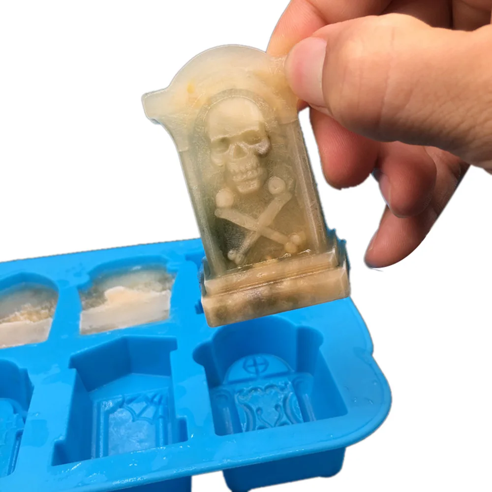 3D надгробие форма для мороженого силиконовые формы льда в виде черепа поднос