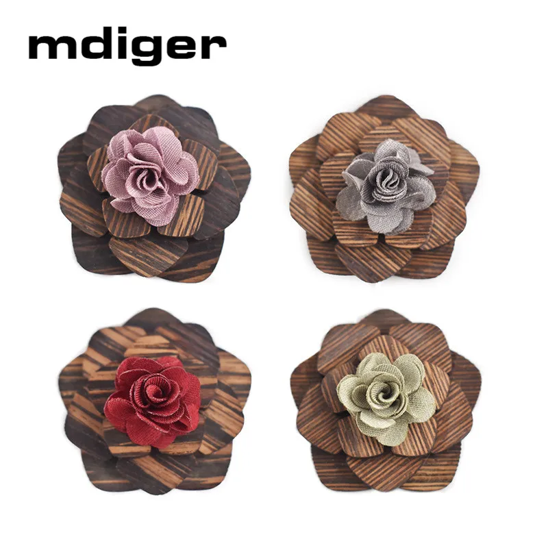 Mdiger модная брошь булавки цветы деревянные нагрудные для девочек Женская