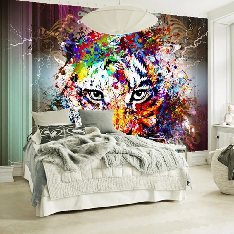 Пользовательские детские обои художественный тигр Мультяшные фрески для