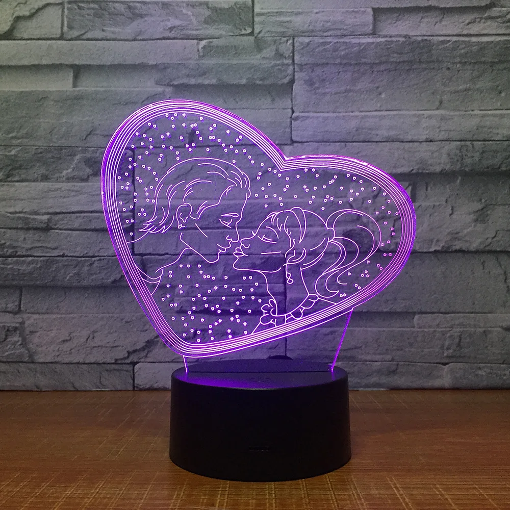 С надписью I LOVE YOU Сладкий Любовник Сердце 3D светодиодный USB лампа Романтические
