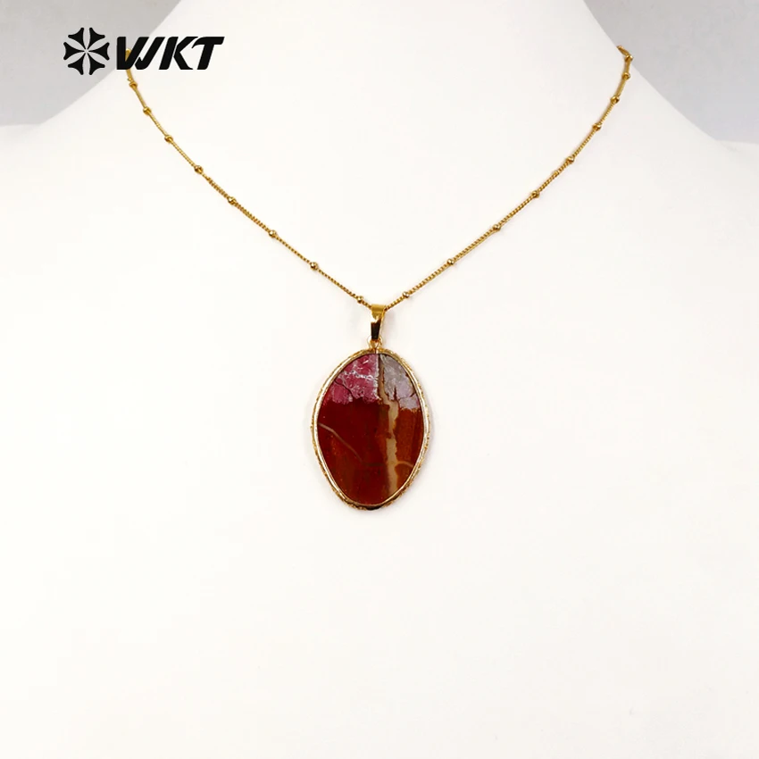 Горячая Распродажа ожерелье из камня овальная форма кулон с позолоченным