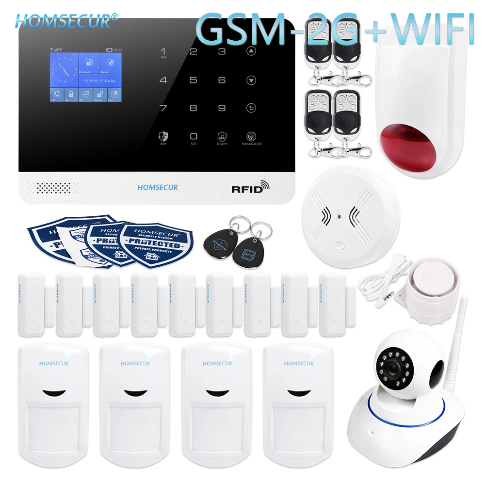 HOMSECUR беспроводный LCD 2G/GSM WIFI охранная сигнализация для взлома + сенсорная