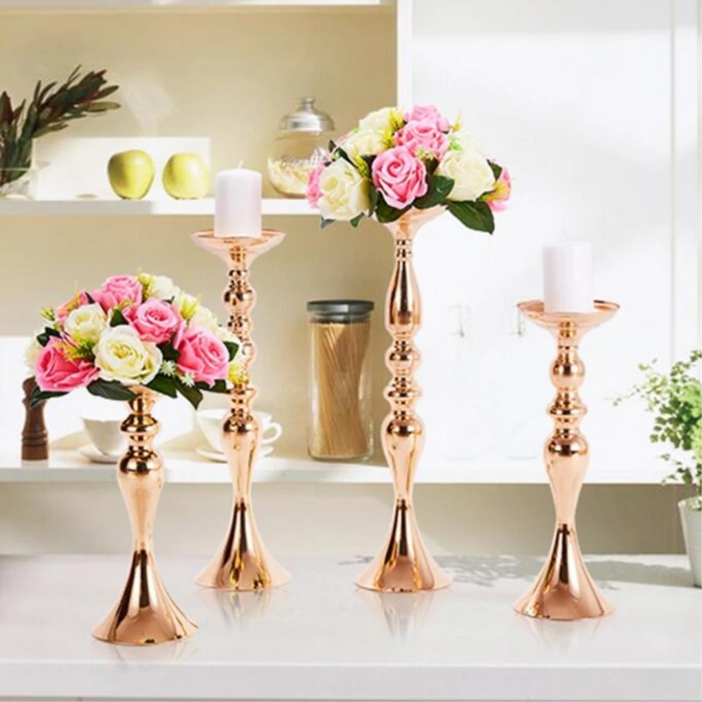 imuwen gold candle holders 50cm20 metal candlestick flower vase table centerpiece event flower rack road lead wedding decor free global shipping