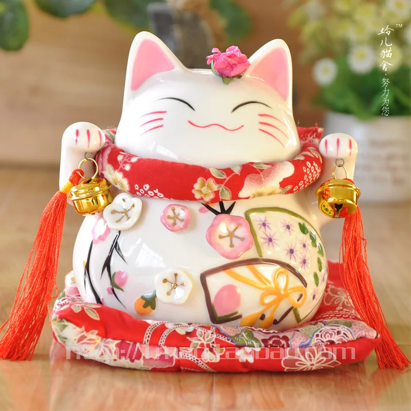 Маленький цветок кошка украшения открывающаяся керамическая копилка