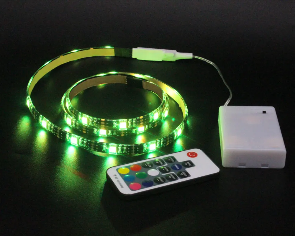 5 в Светодиодная лента на батарейках RGB Fita SMD 5050 RF пульт дистанционного управления Водонепроницаемая светодиодная лента Tira e лента светильник на батарейках