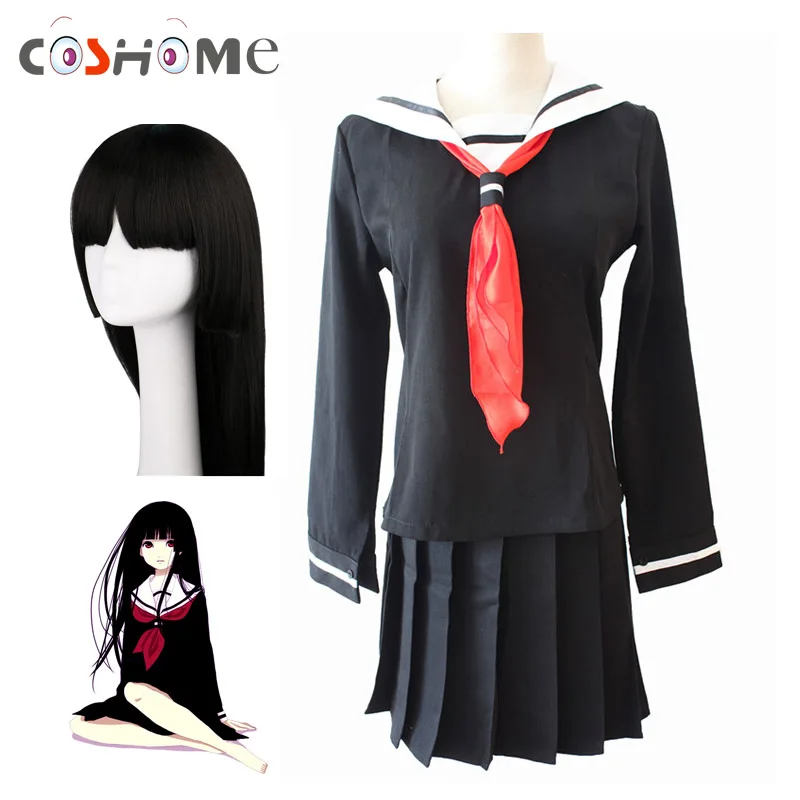 Coshome костюмы для косплея аниме Hell Girl Enma Ai длинные парики 100 см школьная Матросская