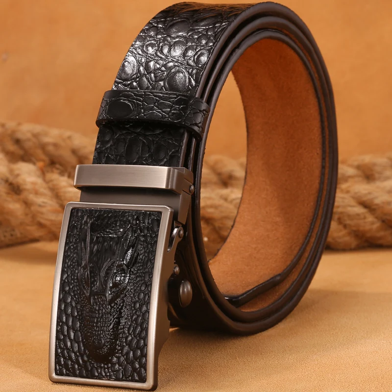 Ремень из натуральной крокодиловой кожи с автоматической пряжкой|automatic belt men|mens