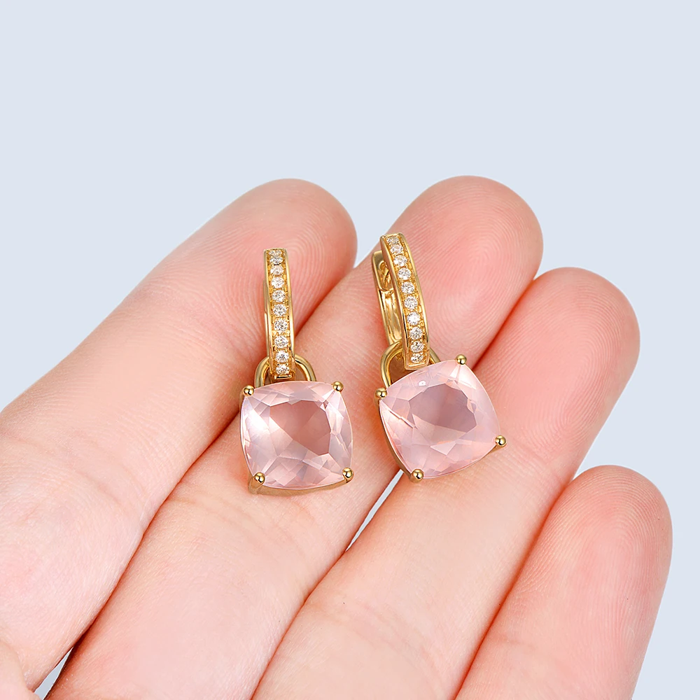 Caimao ювелирные изделия 14 К золото 8.35ct если розового кварца и 0.16ct природных алмазов