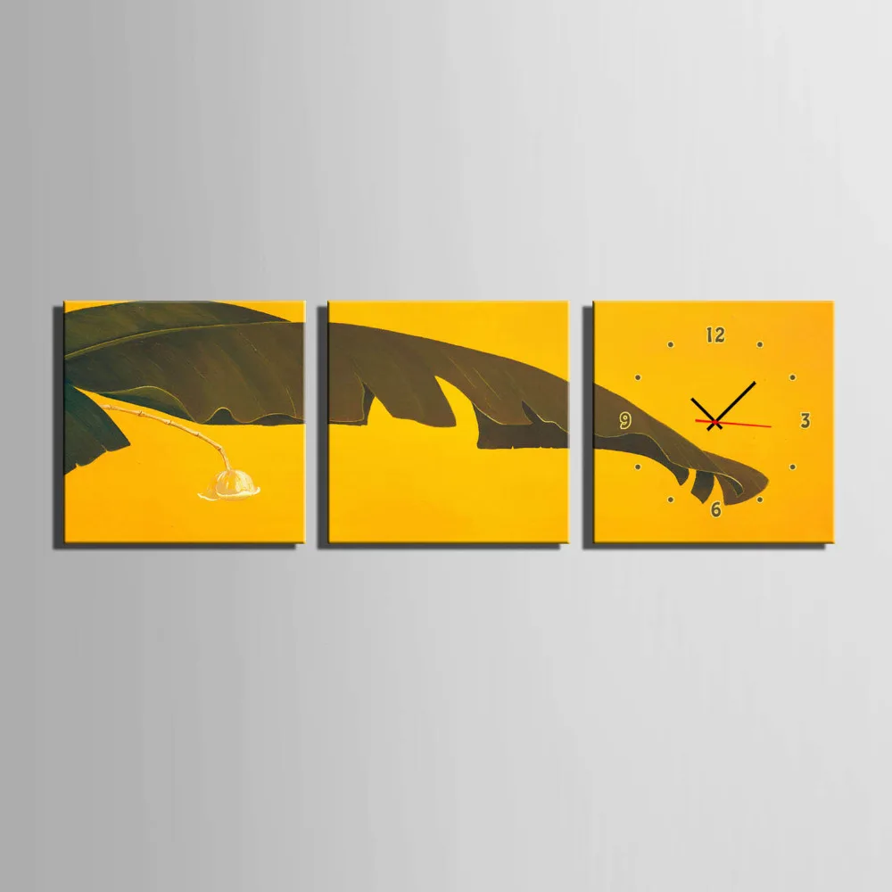 Настенные часы с зелеными листьями 3 шт.|wall canvas|canvas wall clockcanvas |