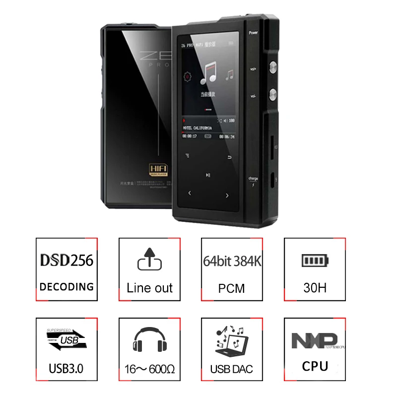 Moonlight Z6 PRO Hi fi MP3-плеер Hi-res без потерь Музыкальный плеер DSD DAC Hifi плеер сенсорный экран портативный Flac плеер Mp3