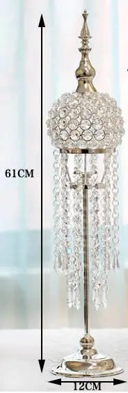 H61CM Роскошные Серебристые хрустальные фонари со свечами свадебный декоративный подсвечник для украшения домашнего стола ZT146 - Цвет: sliver color H61CM