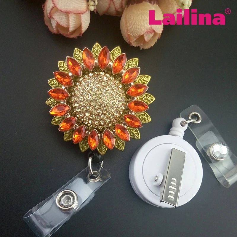 

Новое поступление брелок для ключей с изображением подсолнуха рулонная значок для медсестры ID держатель для карт для подарка