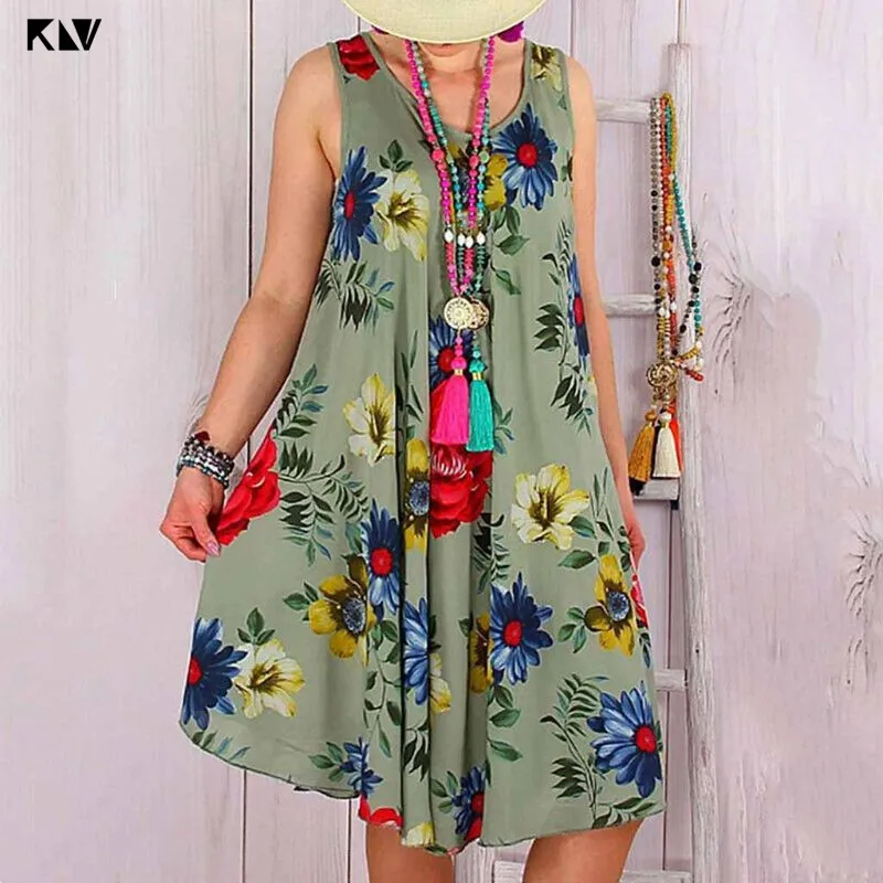 Женское пляжное платье без рукавов KLV свободное платье-жилет размера плюс с