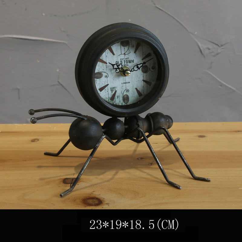 Ретро железные муравьи модели украшения настольные часы креативные домашние