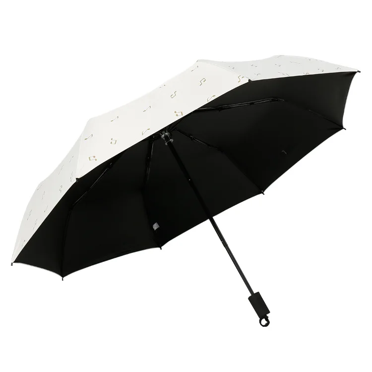 Creative Music 3 Folding Umbrella Woman Anti UV Sun Protection Umbrellas Windproof Black Coating 8K Parasols | Дом и сад