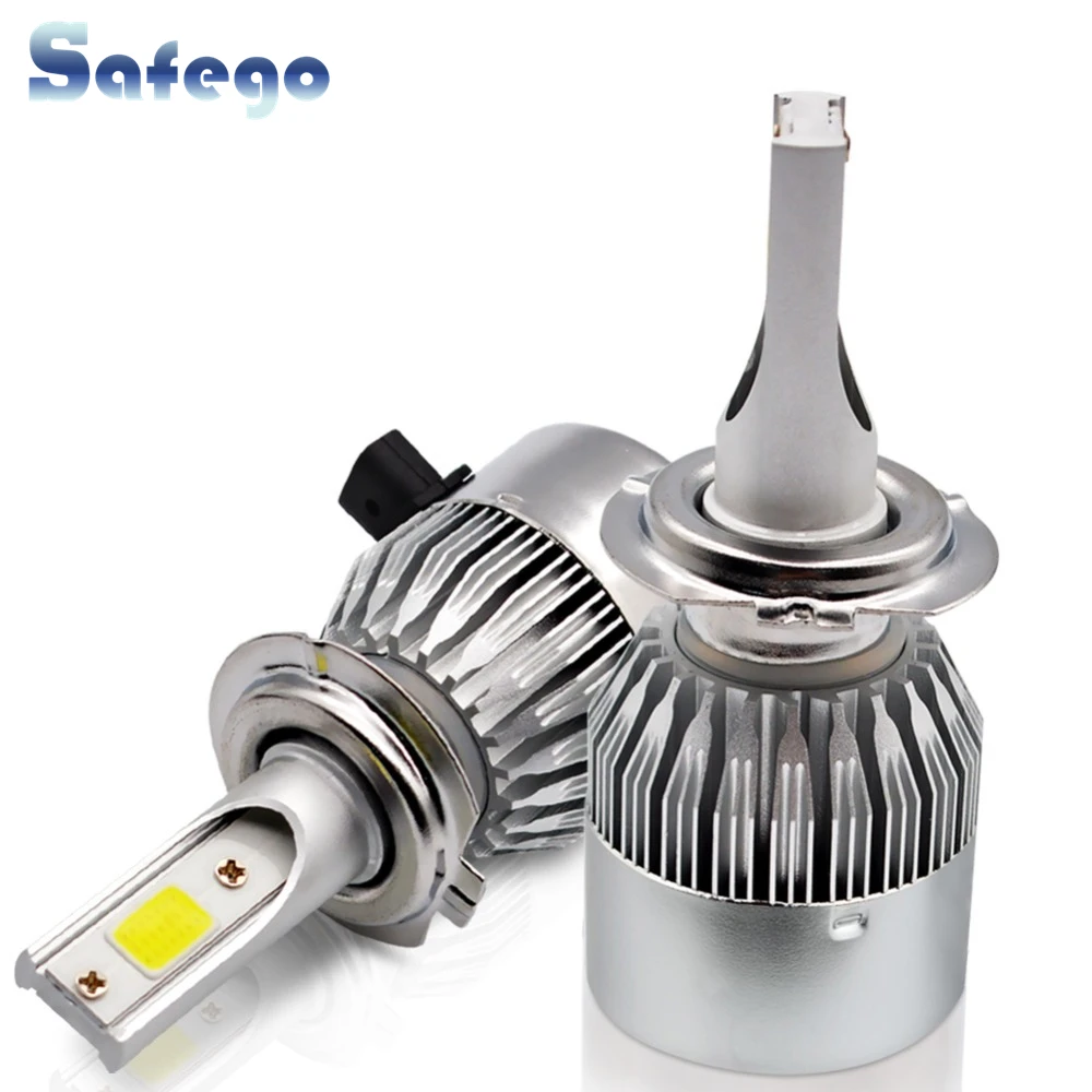 Safego 2 шт. LED H1 H4 H7 H8 H9 H11 9005 HB3 9006 HB4 Автомобильная фара лампа C6 Hi/lo комплект луча COB