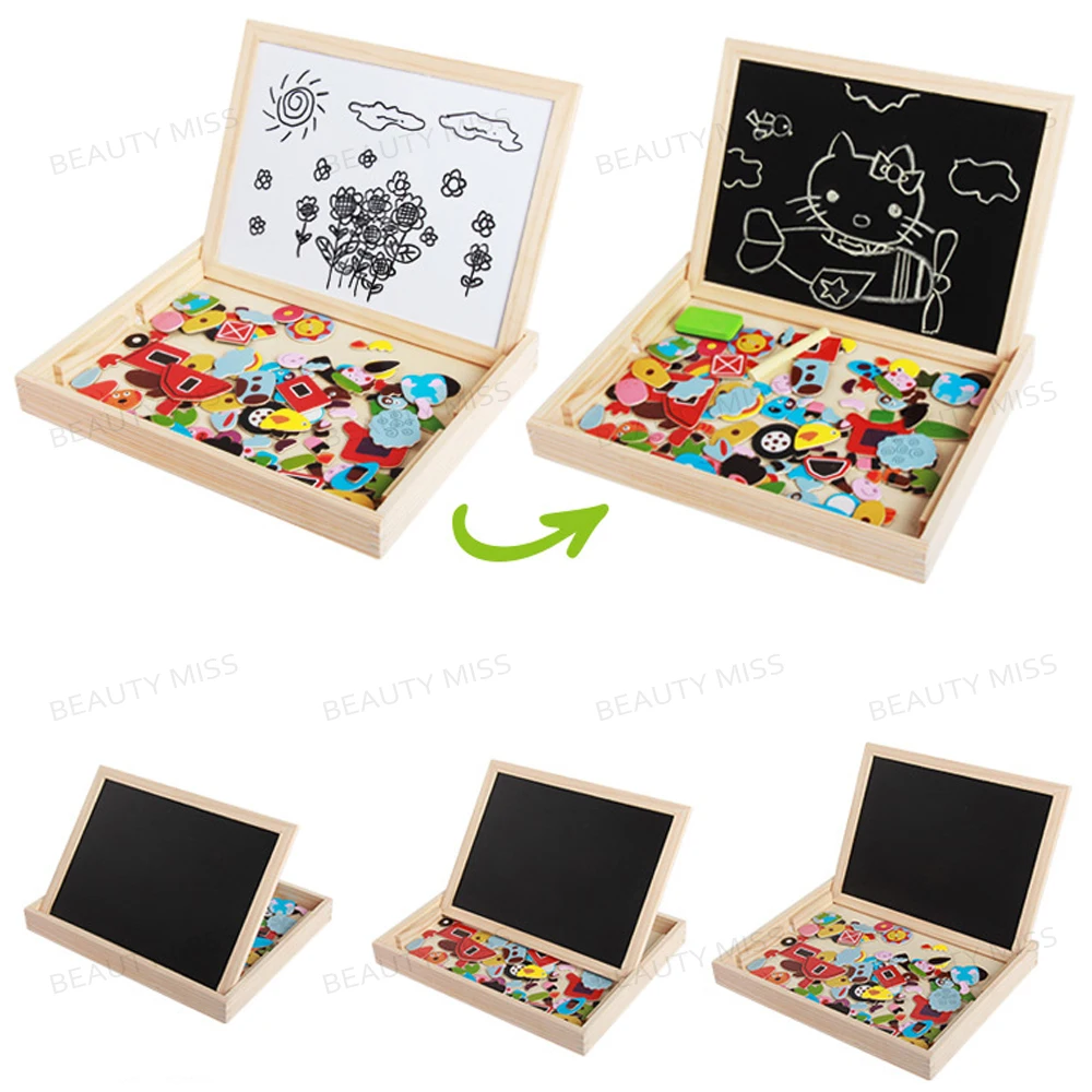 Деревянный магнитный мольберт с изображением лесных животных пазл игрушечная