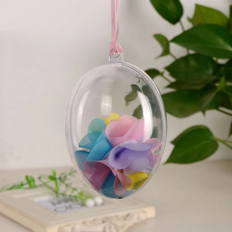 10pcs Easter Transparent Egg Plastic Clear Ornament Party Wedding Hanging Decorations Ball Kid Favors Candy Gift Box Flowers | Дом и сад