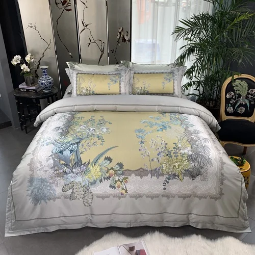 bedding set 7 Птица растение принт 800TC Египетский хлопок шелковистый Duver Покрывало Постельное белье роскошный комплект постельного белья queen King размер простыня комплект подушки shams - Цвет: bedding set 7