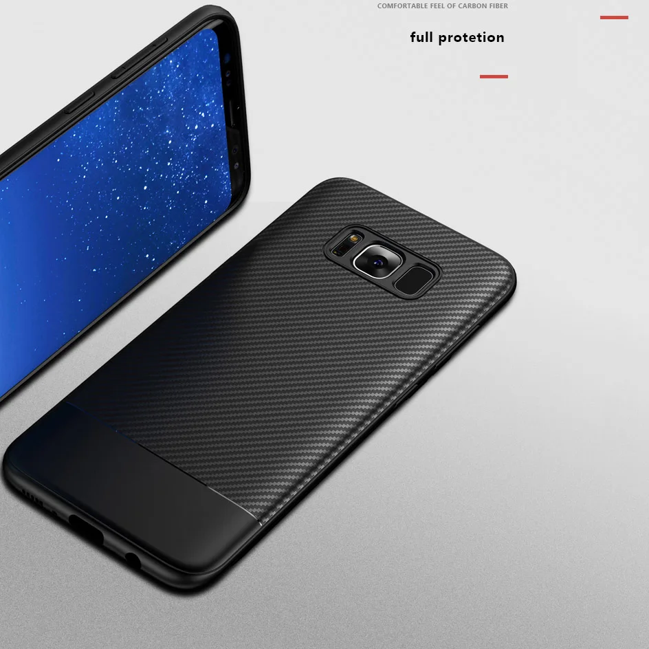 Toraise For Samsung galaxy S8 Case Carbon Fiber Ultra Thin Silicone Soft TPU for Plus Phone Cover Galaxy |