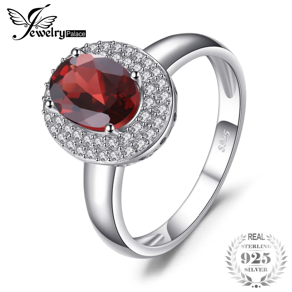 JewelryPalace классический 1.9ct натуральный красный гранат Halo Юбилей Обручение кольцо