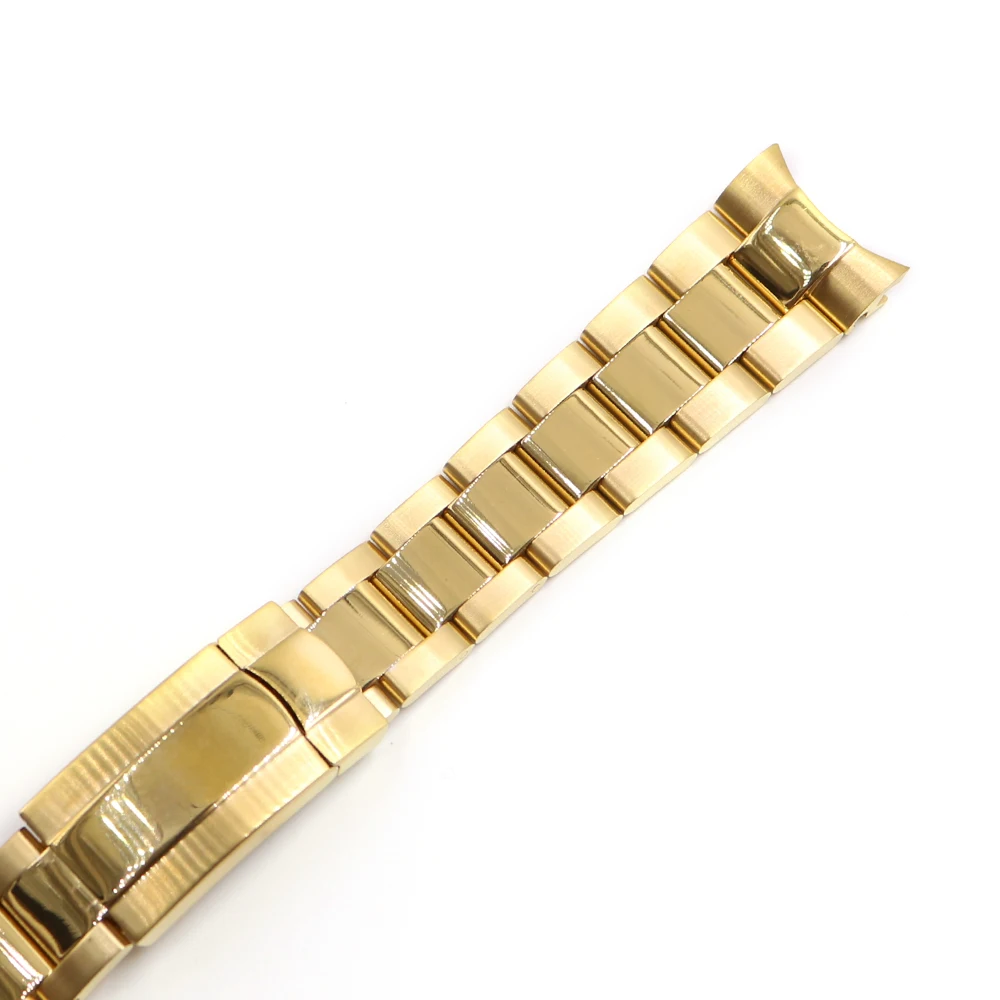 Rolamy 20mm 316L Stainless Steel Solid Curved End Screw Links Replacement Watch Band Watchband Strap Bracelet For DATEJUST