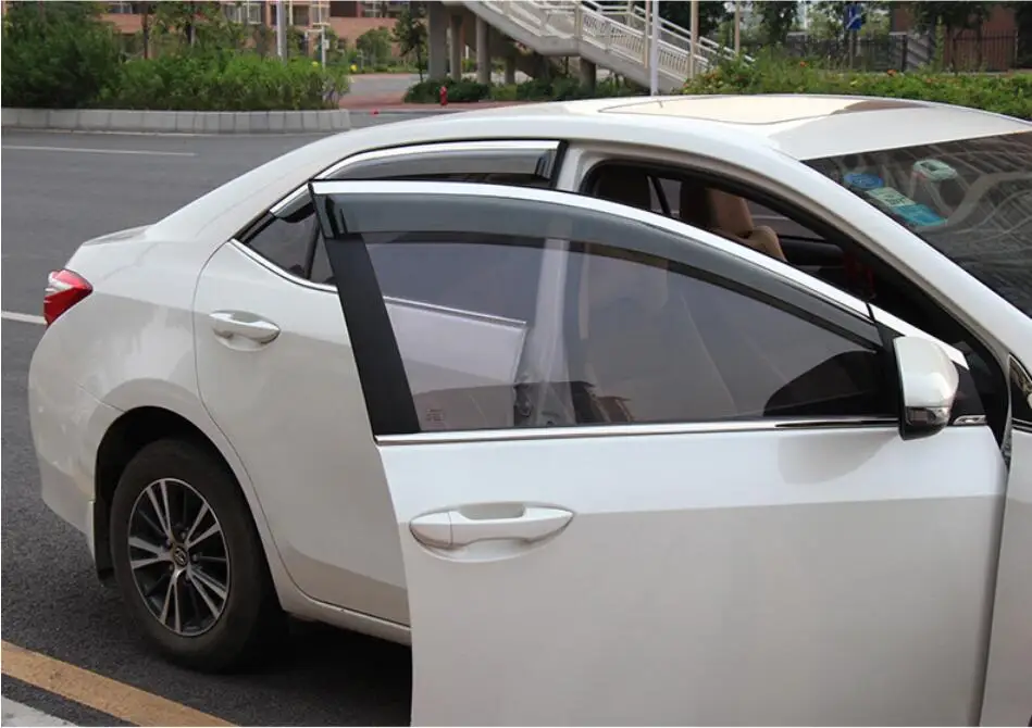 JINGHANG 4pcs Chrome Window Visor Deflector Sun Rain Shield For Toyota corolla 2014 2015 2016 2017 2018 |