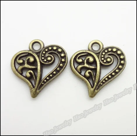200 шт винтажные Подвески Сердце Любовь Кулон Античный бронзового цвета из