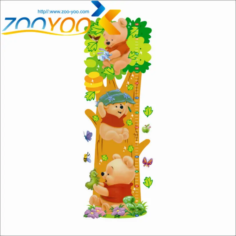 Настенные Стикеры с рисунком деревьев и медведей измеритель высоты детской