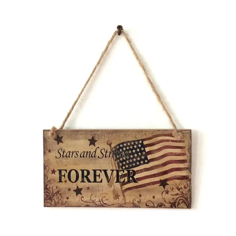 Винтажная деревянная подвесная табличка со звездами и полосками Forever Sign Board номер