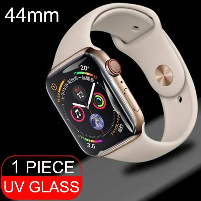44MM 9D УФ-Стекло Nano Liquid для Apple Watch 38 мм 42 мм 40 мм 44 мм Защита экрана для Apple 4 3 2 1 серии Полный Клей закаленное стекло - Цвет: 44MM