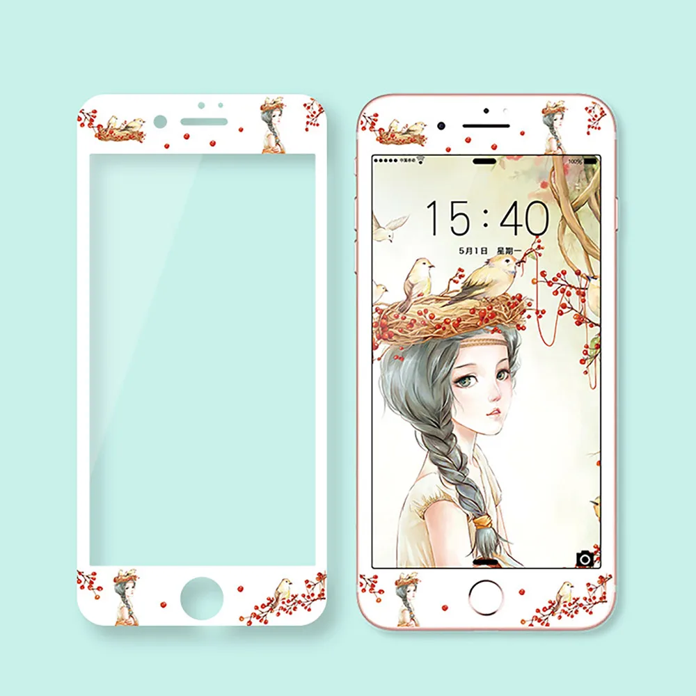 Nestle Girl OTAO, новинка, 3D полное покрытие, закаленное стекло для iPhone 8, 7 Plus, мягкий край, цветной, 9 H, защита экрана, ударопрочная, HD защитная пленка - Цвет: Nestle Girl