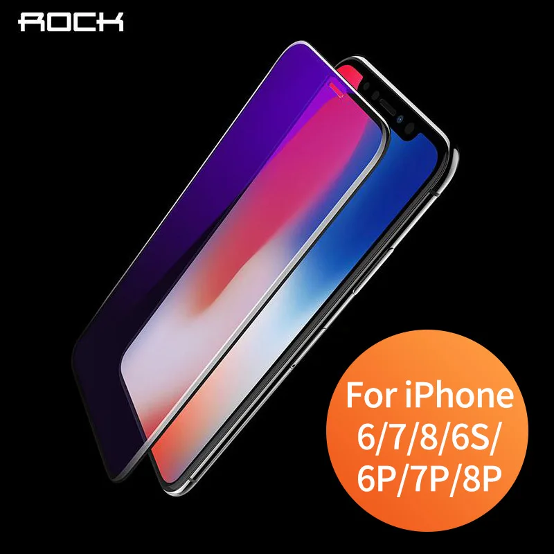 Закаленное стекло для iPhone X 8 7 6 ROCK Мягкий край высокой четкости анти синий свет