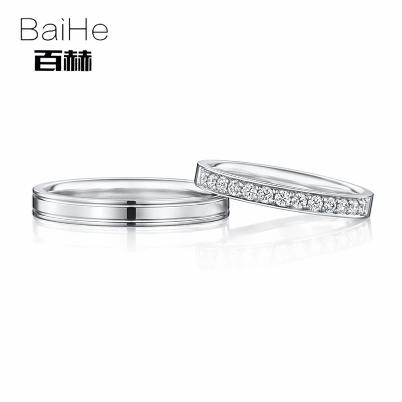 BAIHE однотонное 18K Белое Золото 0.28ct сертифицировано H/SI круглые 100% натуральные