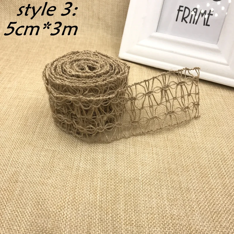 3 метра джутовая Мешковина гессианская лента шпагат полый цветочный узор для