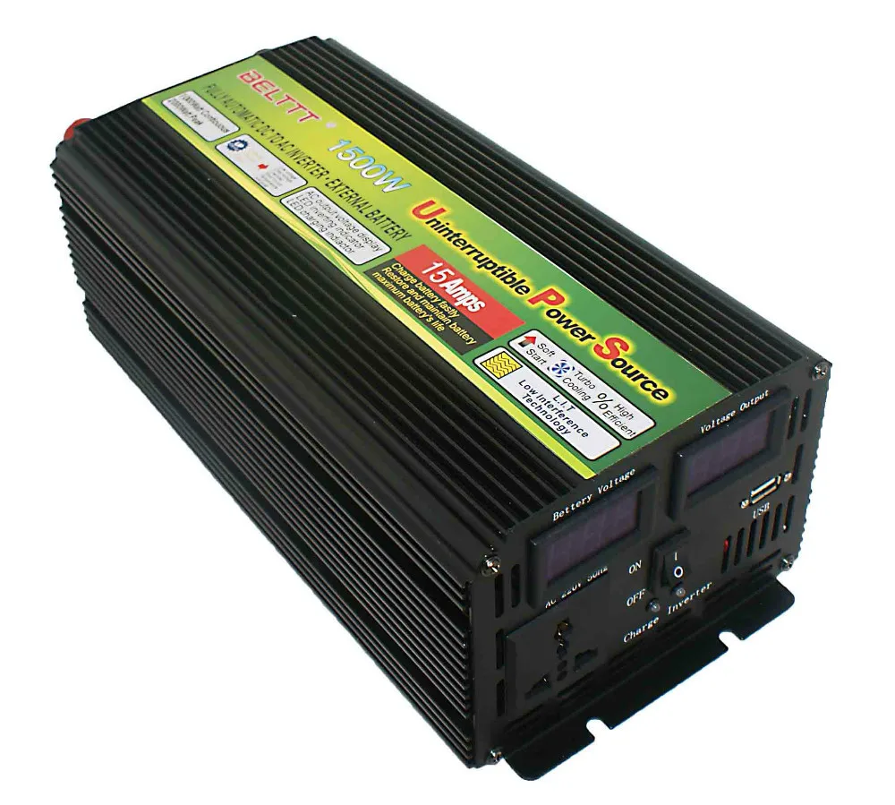 Инвертор солнечной энергии 1500 Вт с зарядным устройством для батарей ва 12 В