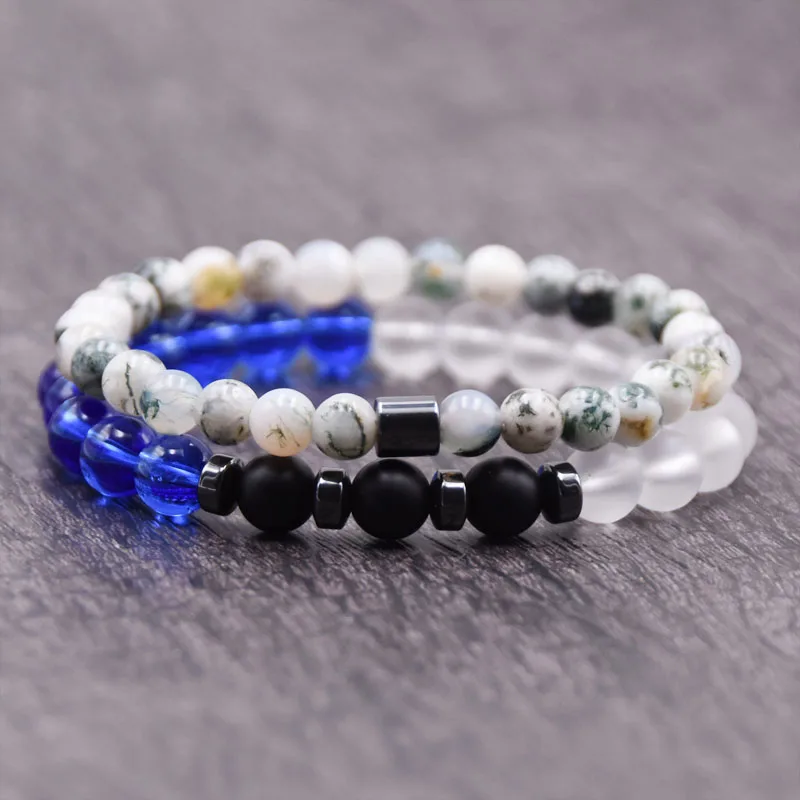 2 шт./комплект мужские и женские браслеты из натурального камня | Украшения