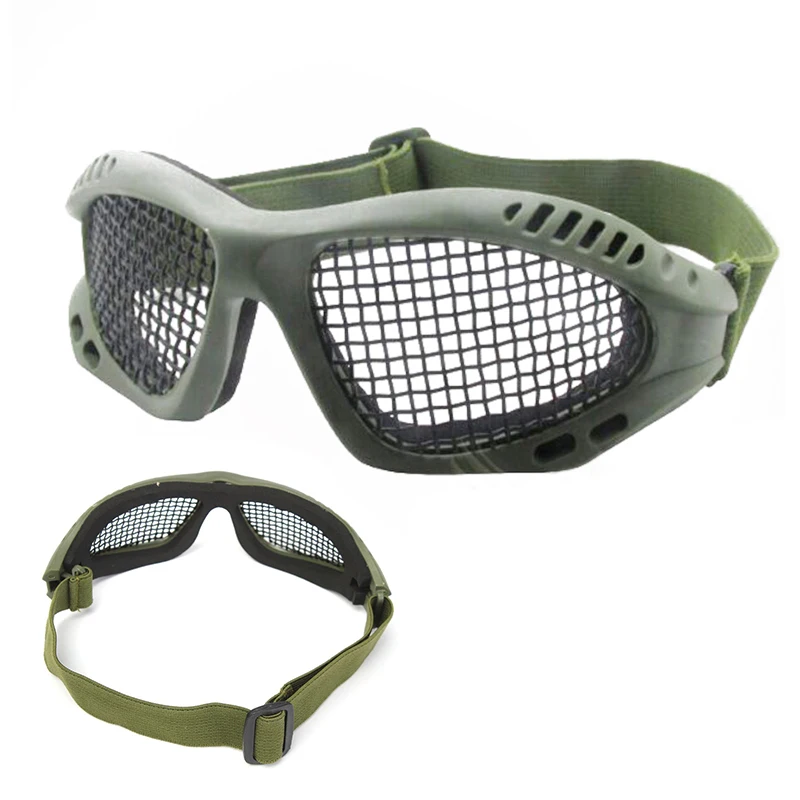 Army Green 2 Регулируемые уличные тактические очки для пейнтбола, стальная проволока, сетка, охотничьи страйкбольные очки, защитные очки для игры в глаза, спортивные очки - Цвет: Army Green 2