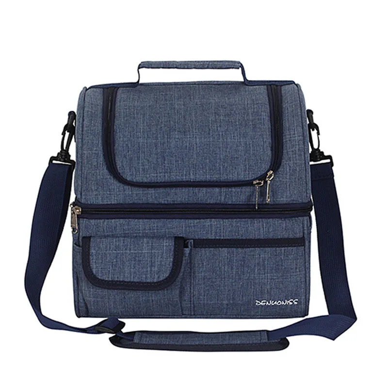 

New 900D Oxford Insulated Lunch Bag Shoulder Portable Food Bag Men Large Delivery Bags Double Layer Meal Prep Bags Big Ice Pack