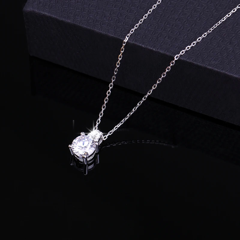Warme Farben 925 Silver Necklace Fine Jewelry 1 Carat Zircon Stone Charm Women Pendant Fashion Collares Female | Украшения и