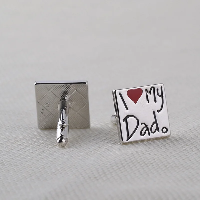 

New Simple High Quality Square Pattern Love I Love Dad Gentleman Male Cufflinks Father's Day Gift Selection Gift