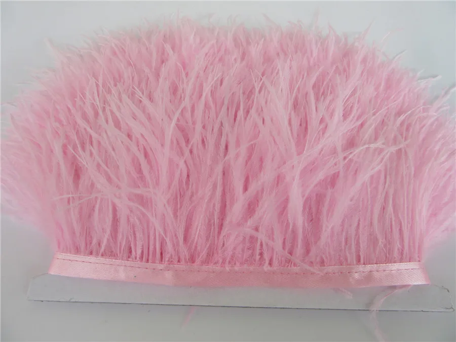 light pink 1 м Высокое качество настоящая обрезки страусовых перьев 8-10 см для юбки/платья/костюма Лента отделка из перьев DIY вечерние ремесла - Цвет: light pink