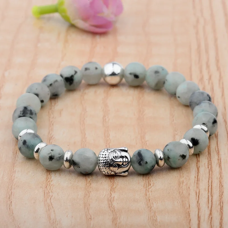 Голова Будды 8 мм искусственный зеленый камень унисекс высокое качество Сплав