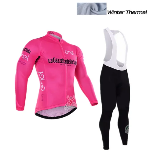 Белый Tour de Italia зимний теплый флисовый Ciclismo Jersey de Manga Larga Caliente Del Invierno Bike Ropa Ciclismo de Bib Set - Цвет: Белый