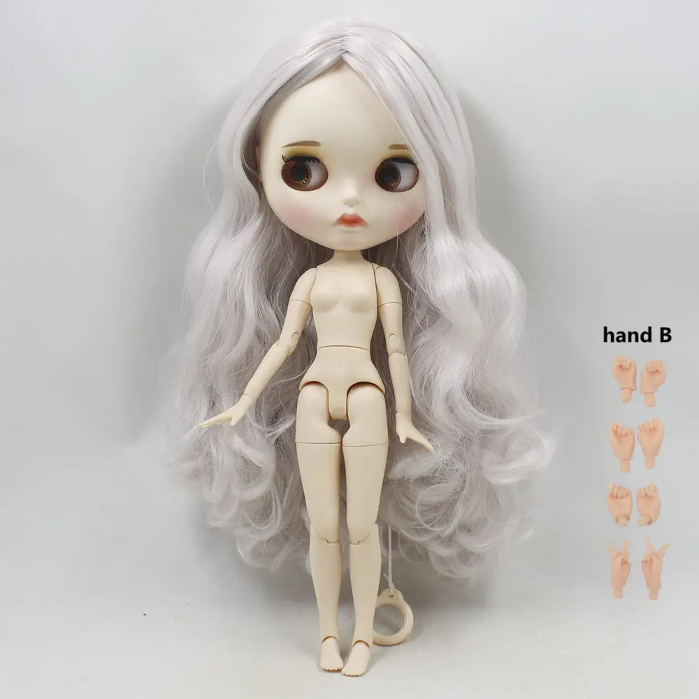 Кукла Blyth, Обнаженная, 30 см, белая кожа, мечтательный серый, длинные вьющиеся волосы, 1/6, новое матовое тело, с бровями, блеск для губ, ледяной, сделай сам, игрушка - Цвет: Зеленый
