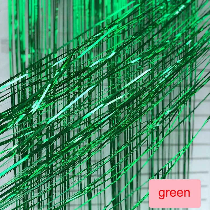green-8pcs 2 м фон занавеска Детские Вечерние Декорации фольга бахрома занавеска с блестками День рождения Свадьба Декорации Hanukkah украшения - Цвет: green-8pcs