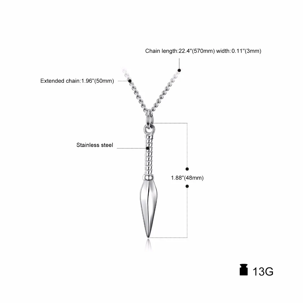 Bela Personalized Men's 48mm Spearhead Necklace in Stainless Steel | Украшения и аксессуары