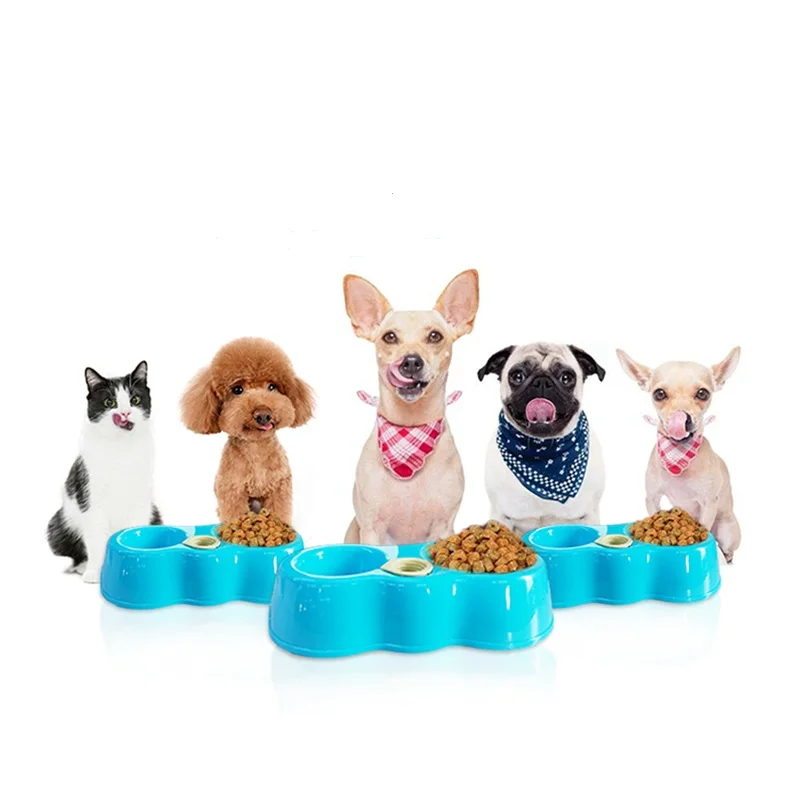 WHISM Plastic Dual Use Dog Bowl Pet Cage Double Bowls For Puppy Cat Automatic Water Drinking Bowls Food Feeding Dish Dogs Feeder