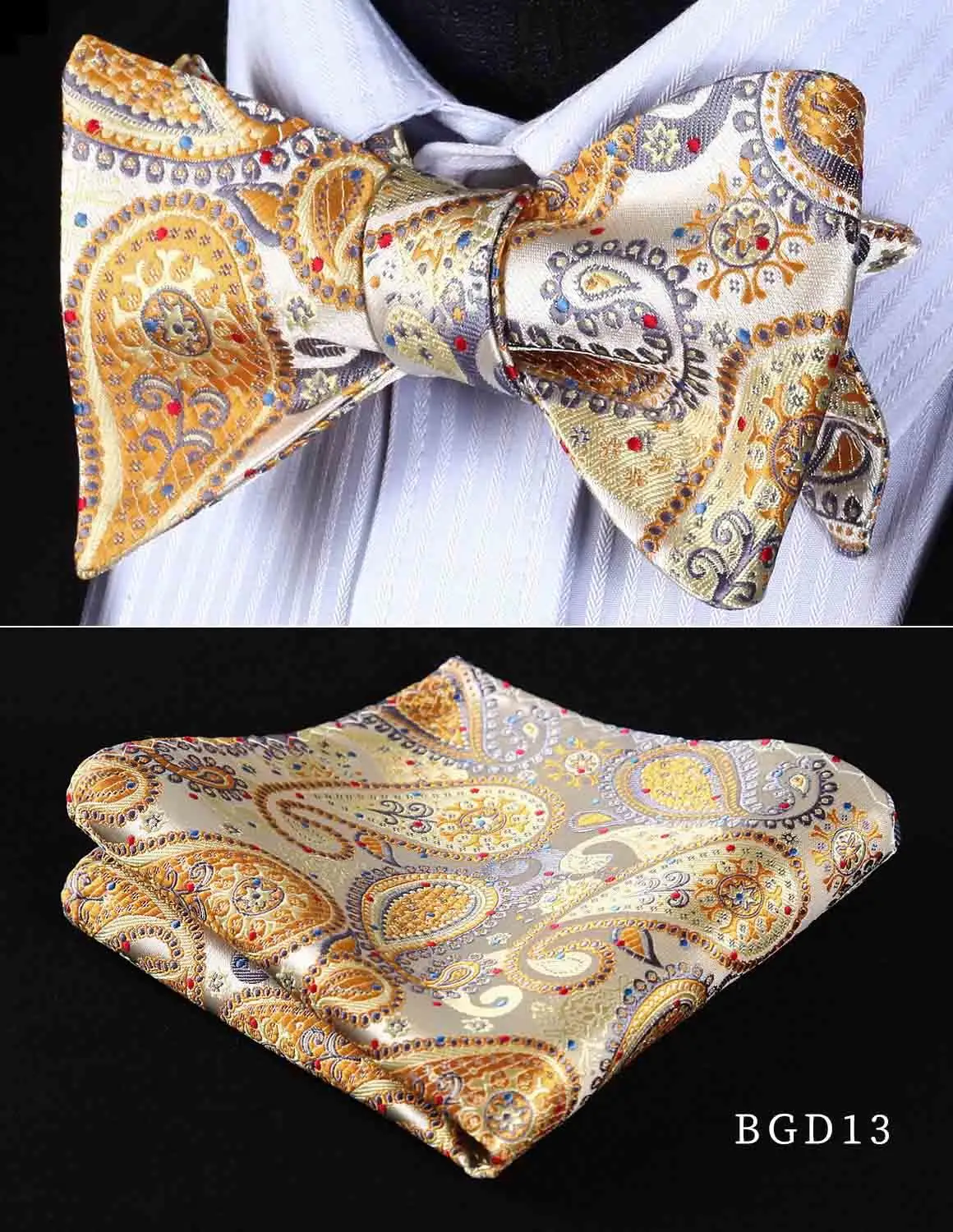 BGD13 Hisdern самостоятельно галстук-бабочка платок Набор Пейсли Цветок Твердый клетчатый полосатый галстук для мужчин бабочка шелк самостоятельно BGD - Цвет: BGD13