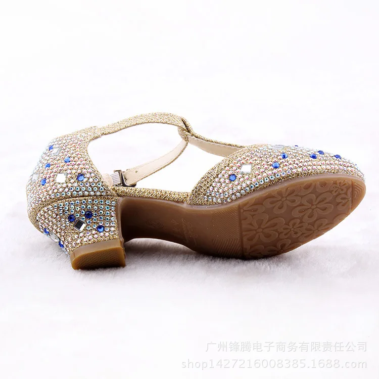 Высокое качество Девушка обувь Горный Хрусталь Сандалии принцесса Женские